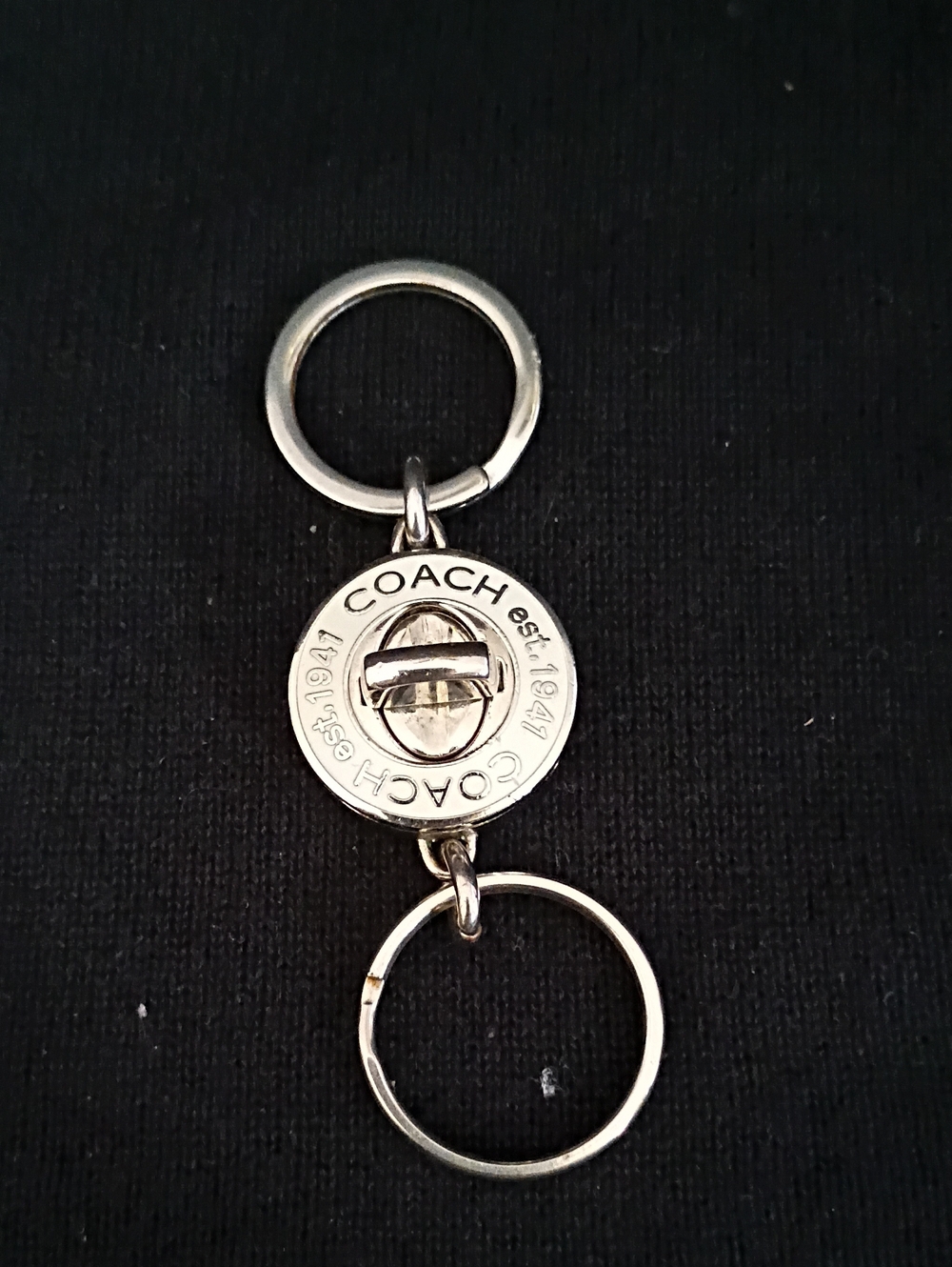 COACH Silver-Tone Round Logo Keyring